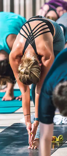 Female student doing yoga